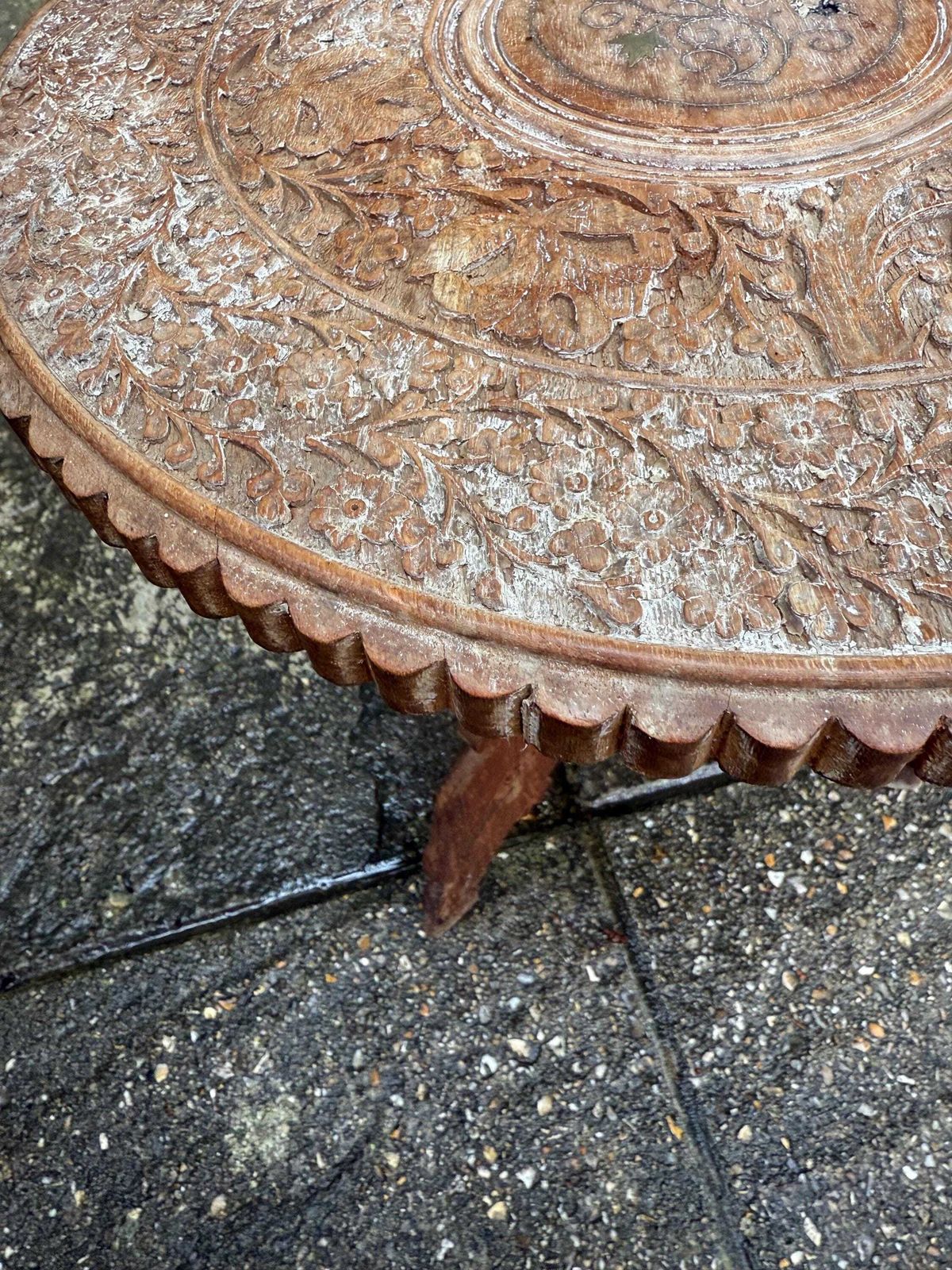 Delightful Vintage Carved Table, Wooden Vintage Table Or Plant Stand, Space Saving Display Table/Stand   Attractive Carved Wooden Table photo buy