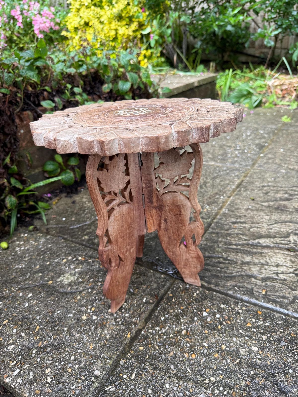 Vintage Carved Wooden Table, Small Vintage Carved Asian Table, Indian Wooden Table   Small Table Or Plant Stand, Lamp Table, Display Table photo furniture