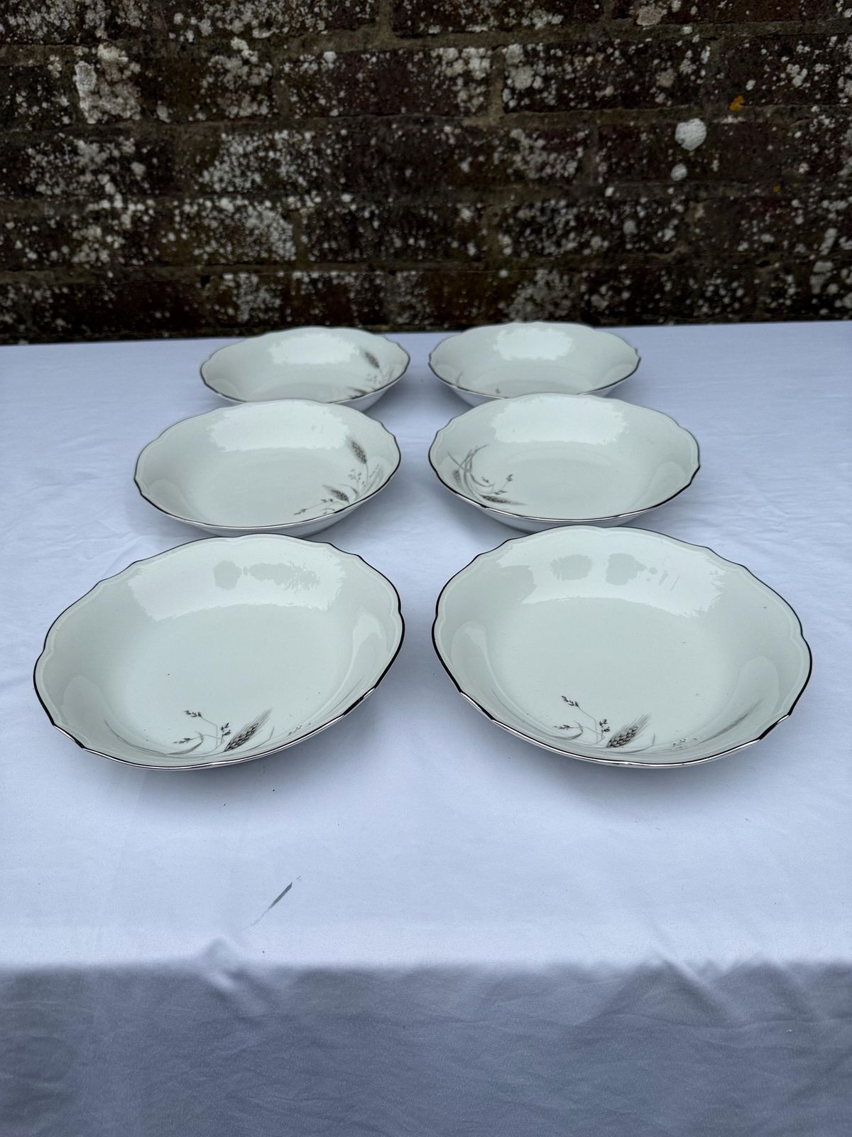 Vintage Winterling Bavarian Porcelain Dinner Service, Silver & Grey Botanical, West German China Service   47 Pieces, 6 Place + Setting Plus photo Home Decor