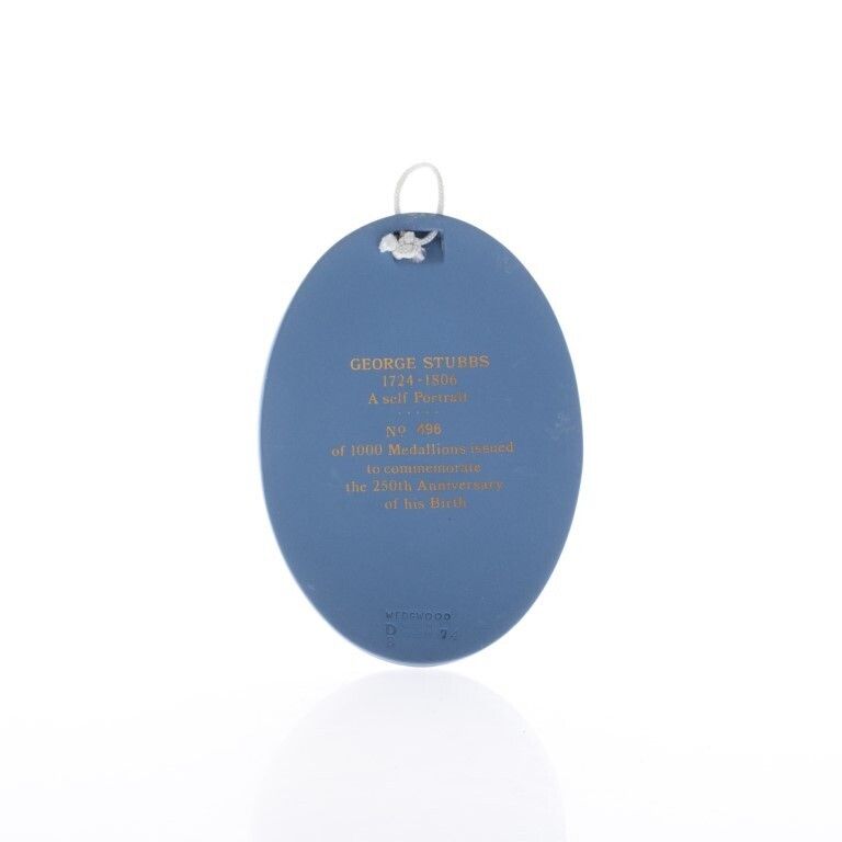 Wedgwood Blue Jasperware Ceramic Porcelain George Stubbs Portrait Medallion Laurel Leaf Plaque photo Art