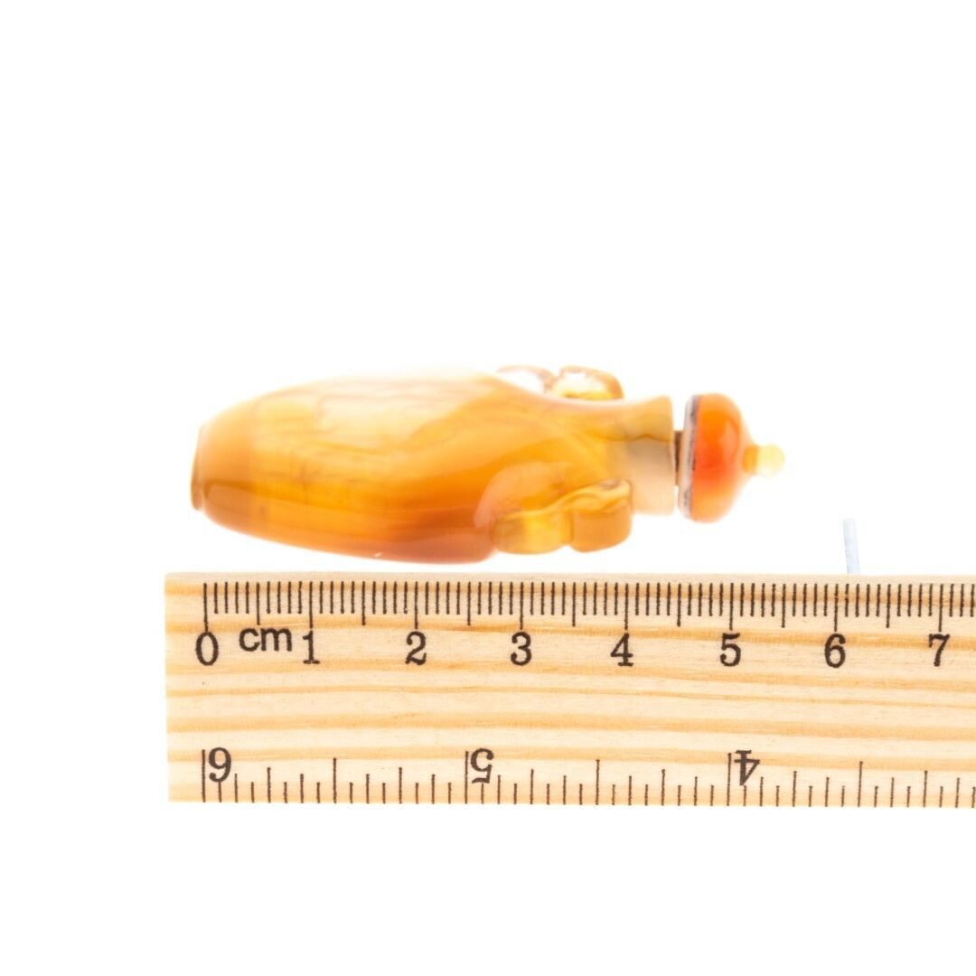 Antique Chinese Qing Dynasty Period Carved Amber Agate Snuff Bottle photo for sale