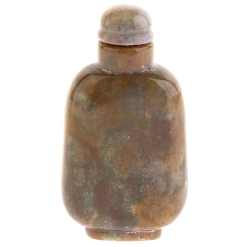 Antique Chinese Qing Dynasty Period Carved Mottled Green Snuff Bottle