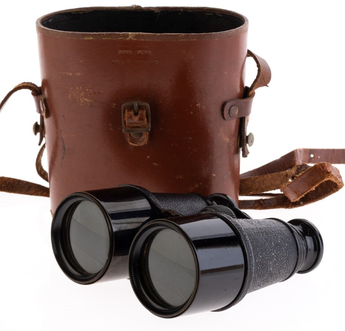 Antique British Ww1 War Office Model Lumiere Paris Binoculars In Original Case