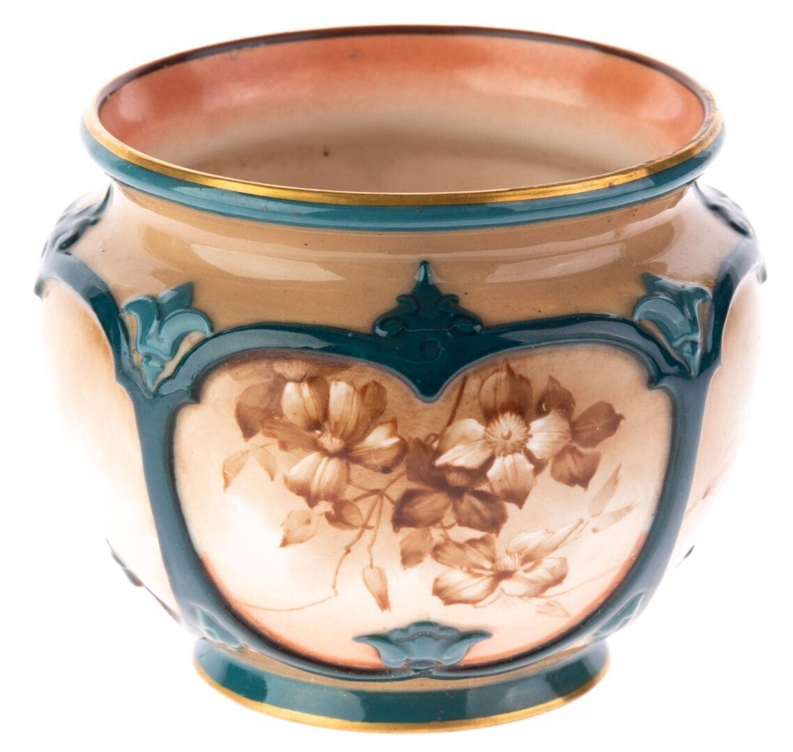 Antique Hadley’s Worcester Hand Painted Porcelain Ceramic Art Nouveau Planter Jardiniere Vase
