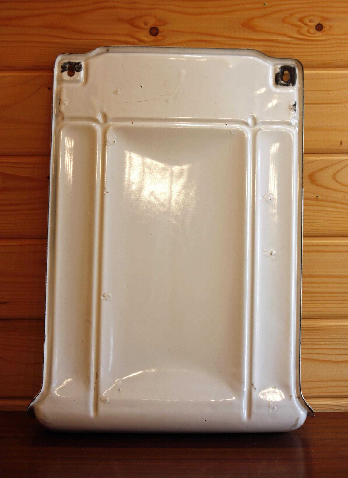 Vintage French Enamel Kitchen Rack   47cm White Enamel Kitchen Utensil Holder Drip Tray Kitchen Rail Off The Wall Clocks photo 80.0