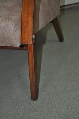 Wood Armchairs In Brown Faux Leather From Cesky Nabytek, Czechoslovak, 1960s, Set Of 2 photo vintage