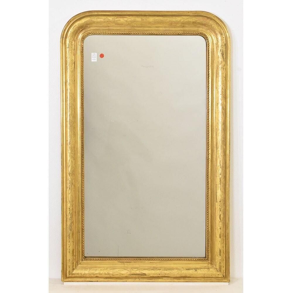 Antique Louis Philippe Mirror, Gilded Wall Mirror, Antique Gold Leaf Mirror, XIX Century