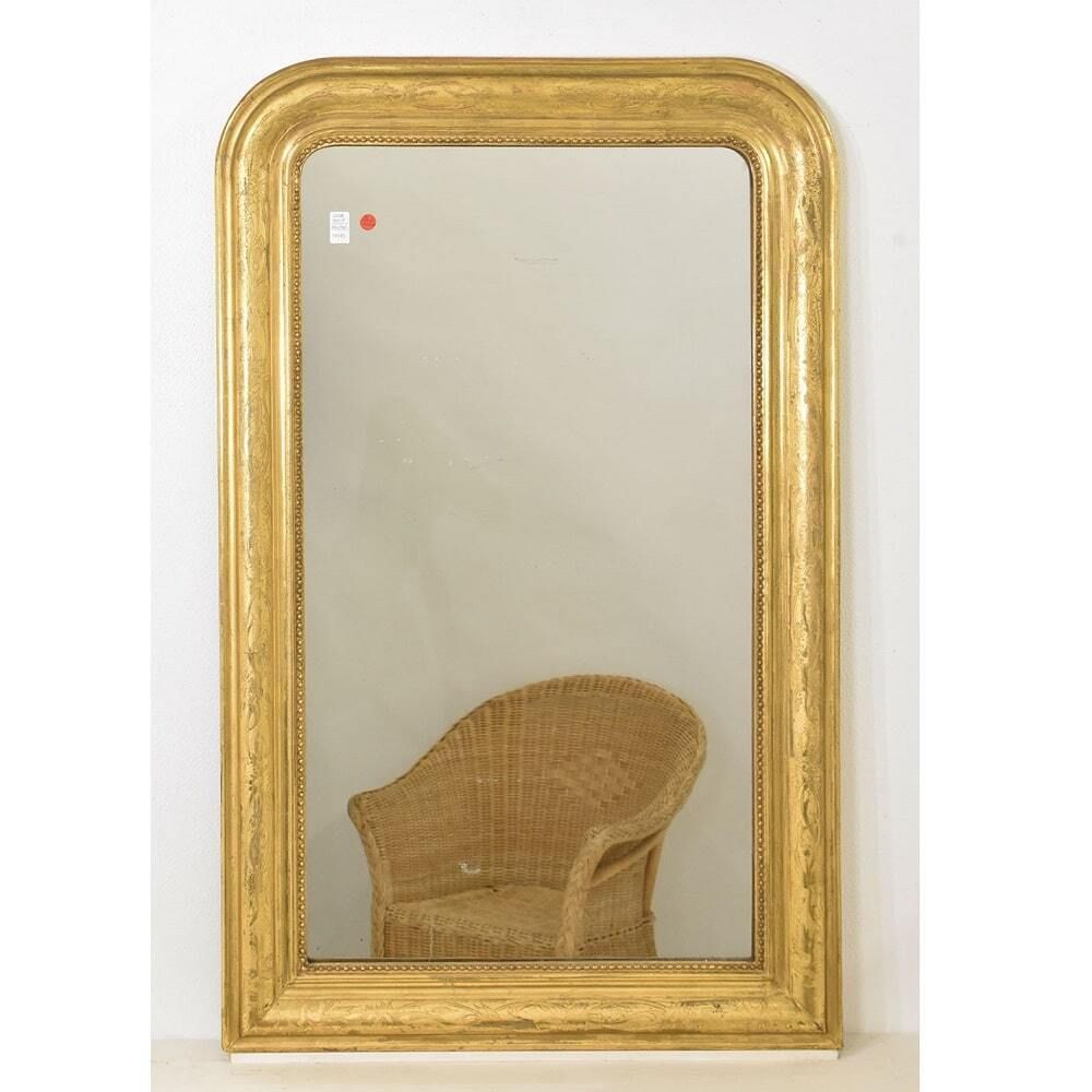 Antique Louis Philippe Mirror, Gilded Wall Mirror, Antique Gold Leaf Mirror, XIX Century photo for sale