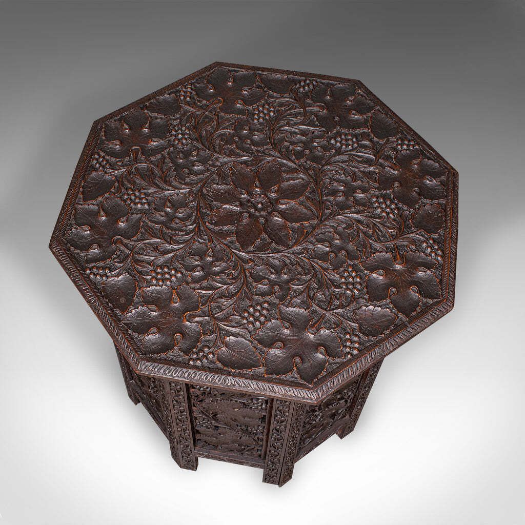 Antique Campaign Tea Table, Anglo Indian Teak, Folding, Serving, Victorian, 1900 photo vinterior