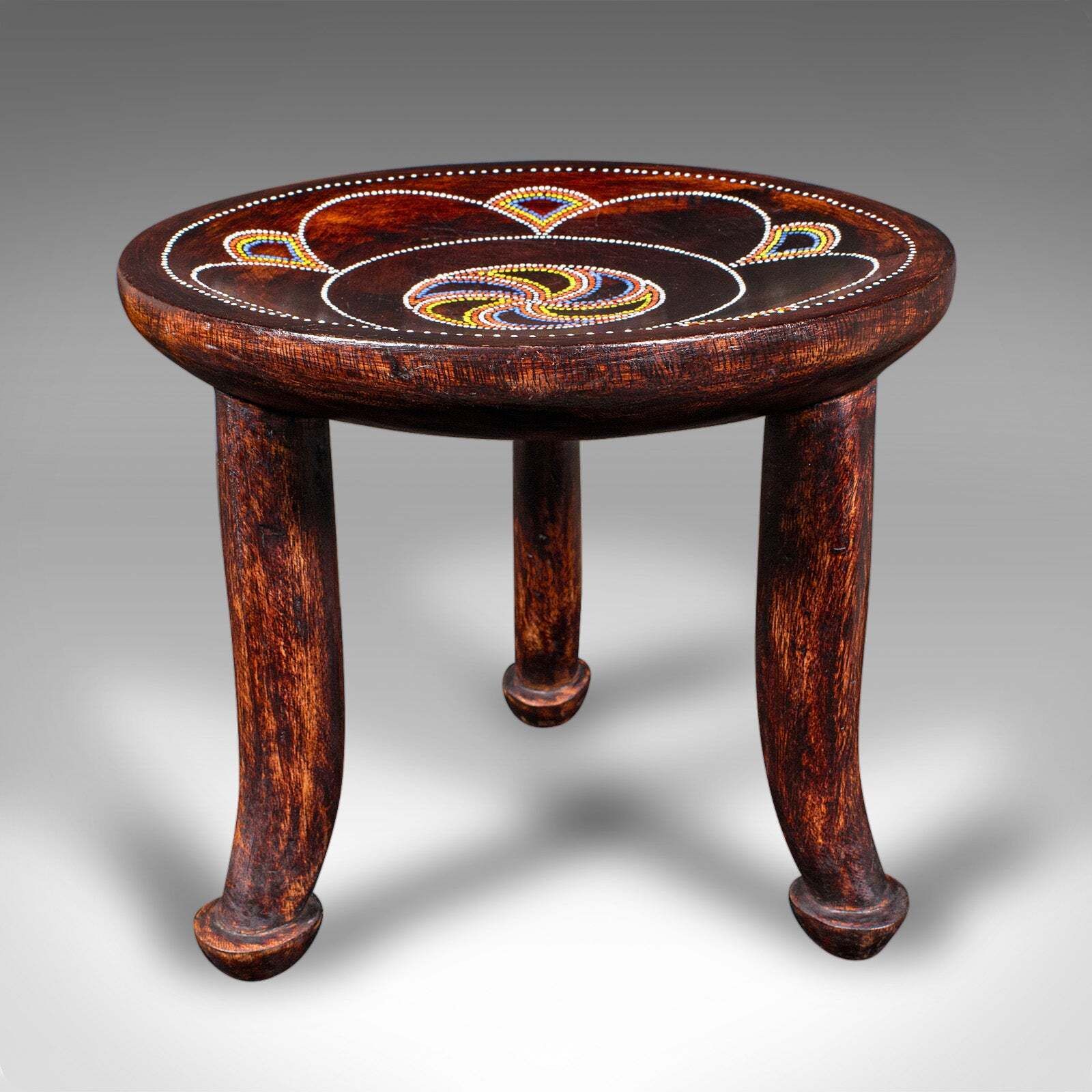 Small Antique Tribal Side Table, African, Fruitwood, Lamp, Stool, Late Victorian photo furniture