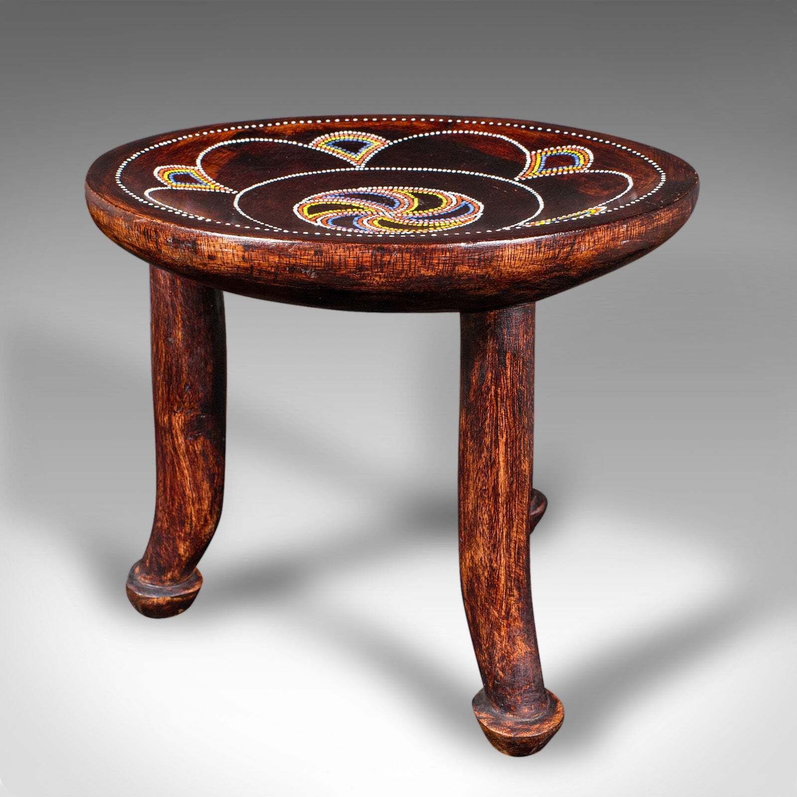 Small Antique Tribal Side Table, African, Fruitwood, Lamp, Stool, Late Victorian photo for sale