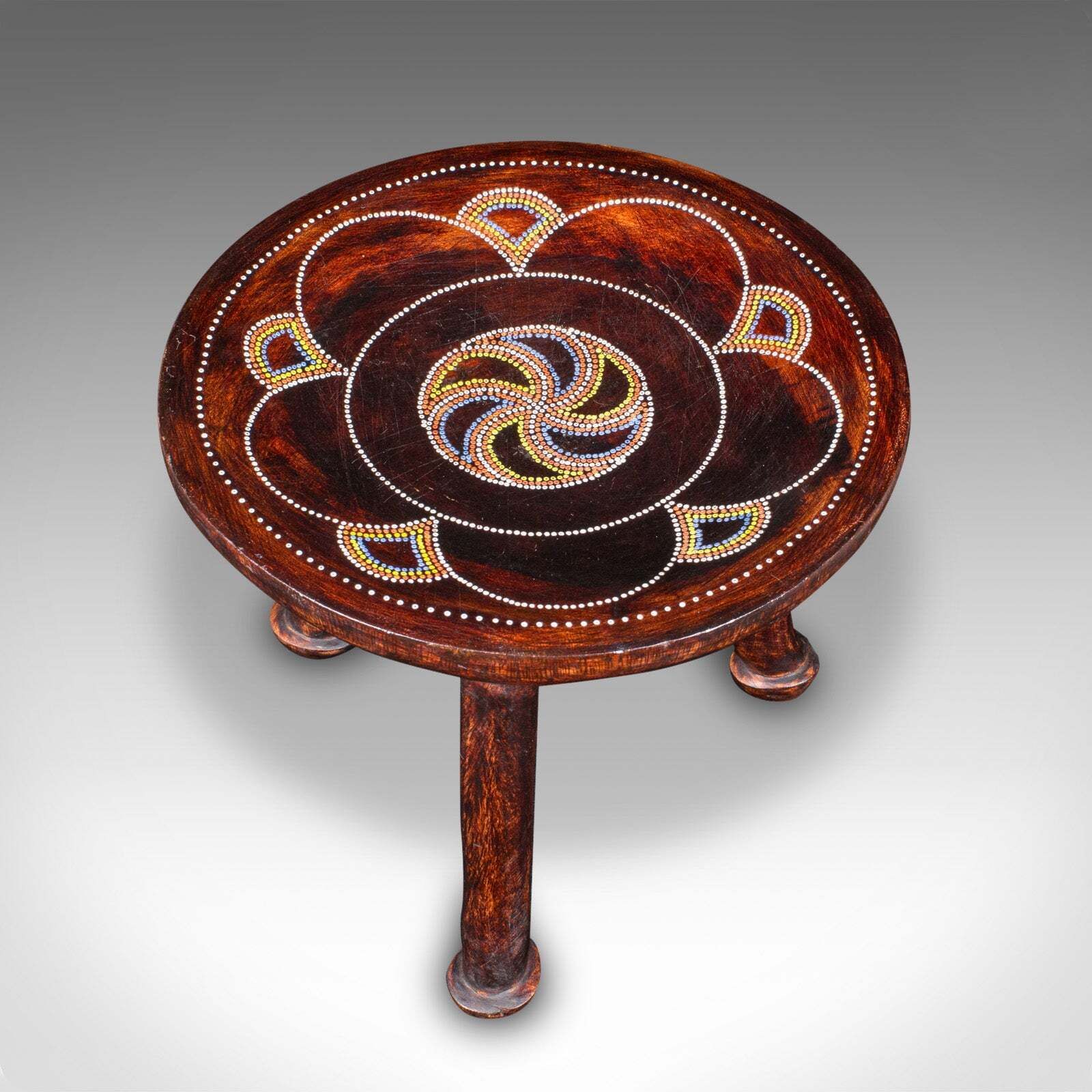 Small Antique Tribal Side Table, African, Fruitwood, Lamp, Stool, Late Victorian photo vinterior