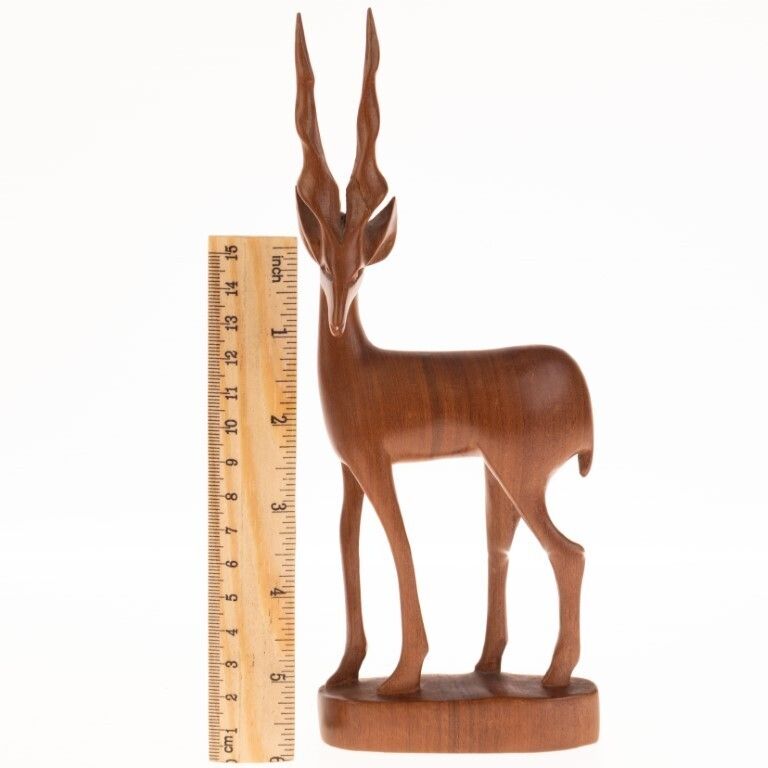 Mid Century African Wood Antelope Carving photo for sale