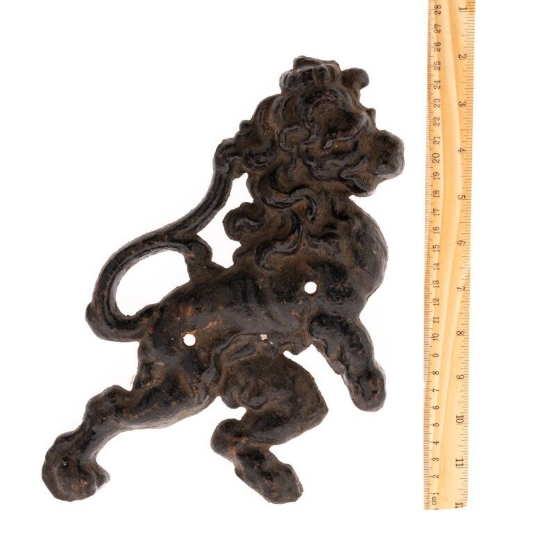 Antique Cast Iron Rampant Lion Wall Plaque 19th Century photo for sale