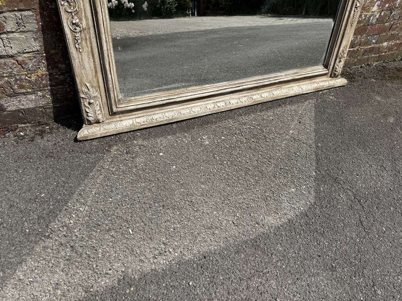 A Highly Impressive Large Antique English 19th C Carved Wood Painted Overmantle Mirror. photo vinterior
