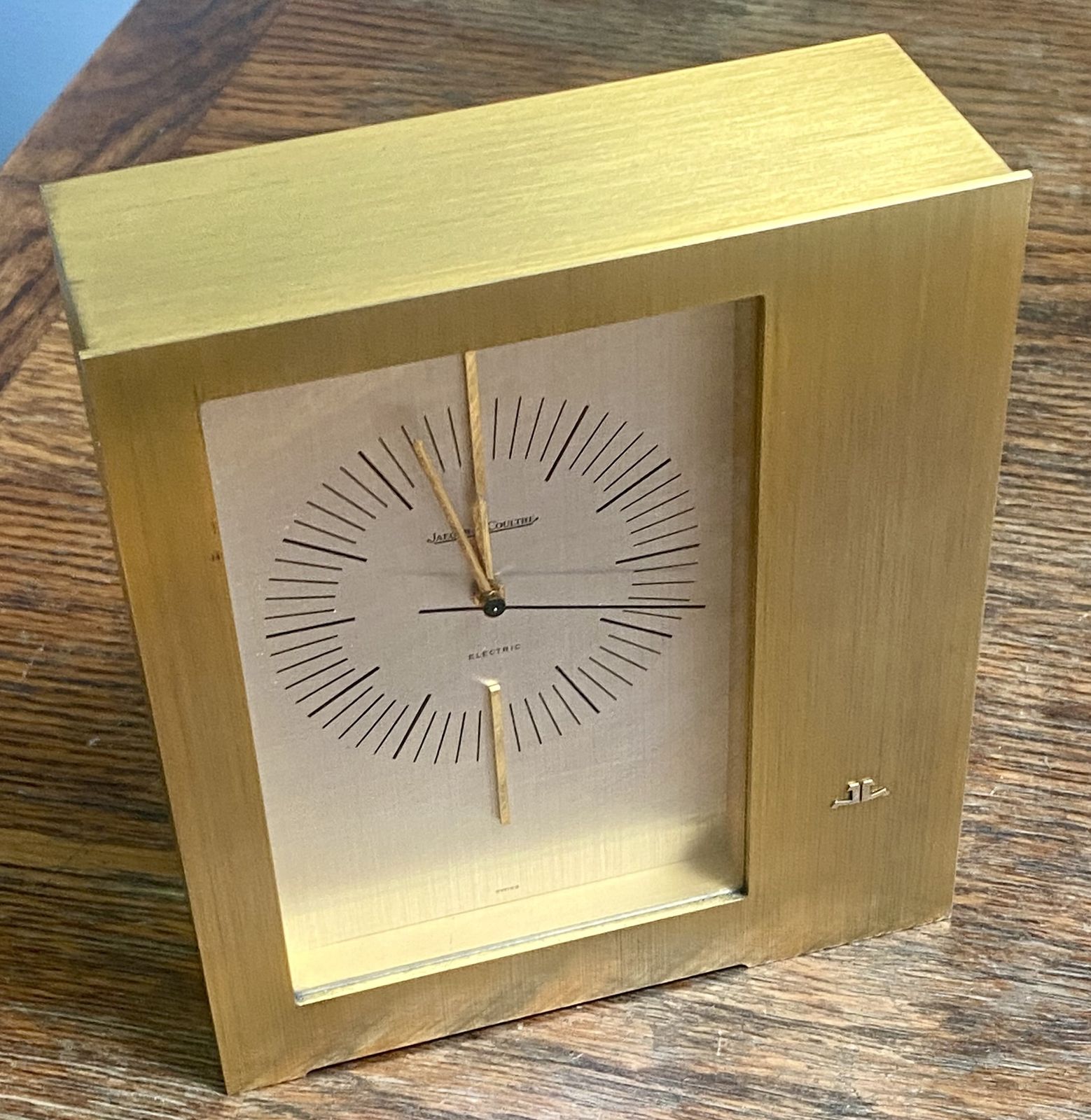 Jaeger Lecoultre 5051 Jlc Jaeger Art Deco Swiss Large Mantel Table Clock Gold Gilt Brass Reverso Polaris Master Control Jaeger Le Coultre Lic Ato 1970 photo buy