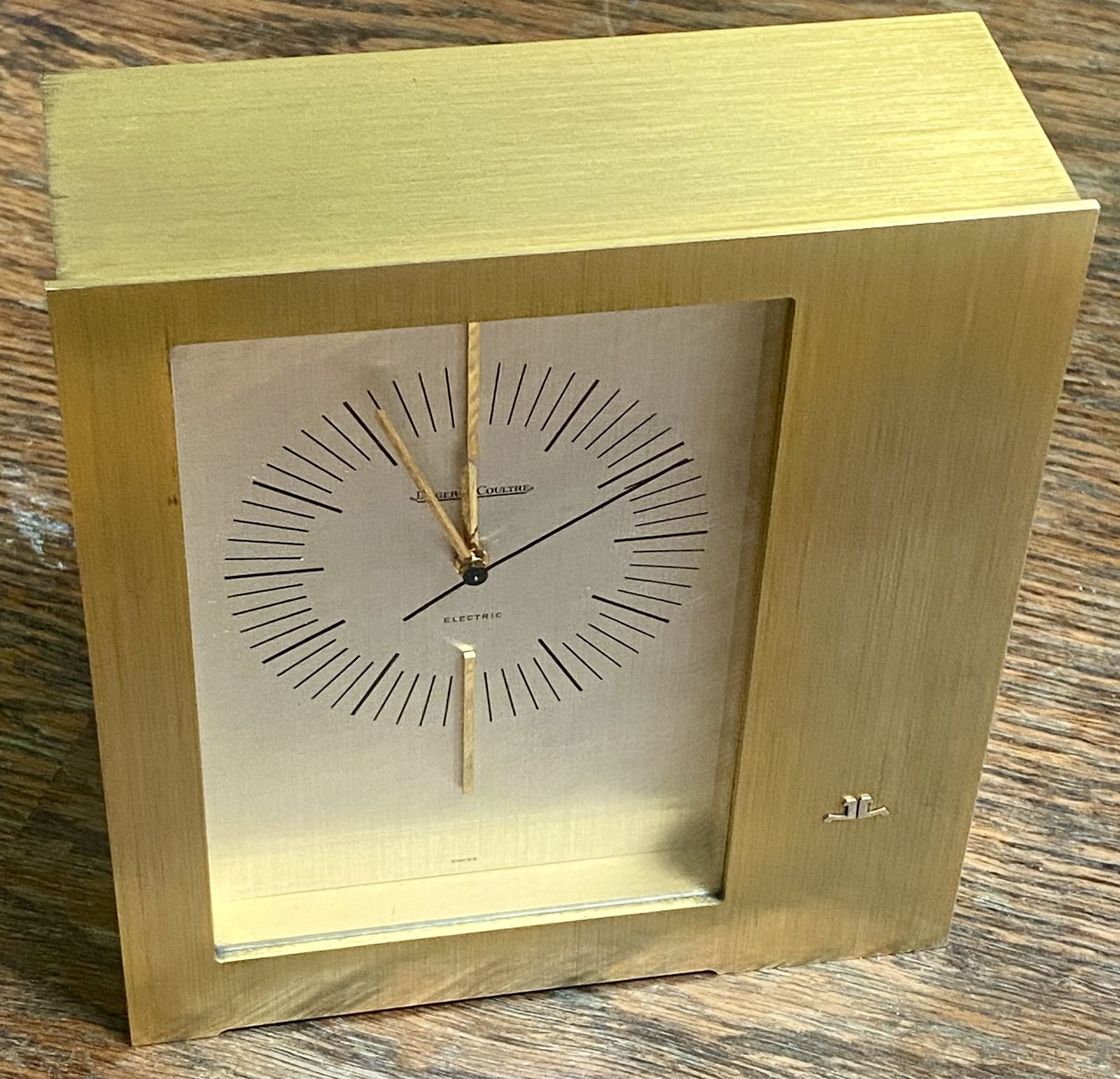 Jaeger Lecoultre 5051 Jlc Jaeger Art Deco Swiss Large Mantel Table Clock Gold Gilt Brass Reverso Polaris Master Control Jaeger Le Coultre Lic Ato 1970