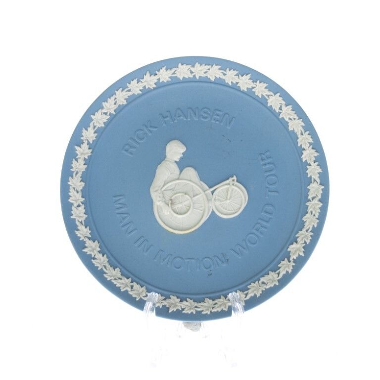 Wedgwood Blue Jasperware Ceramic Porcelain Rick Hansen Man In Motion World Tour Cabinet Plate