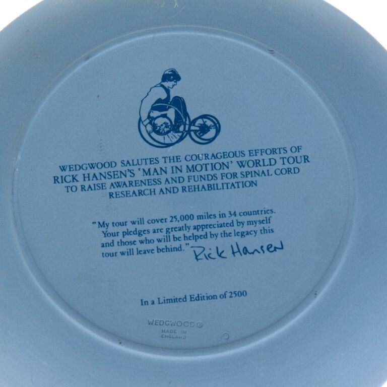 Wedgwood Blue Jasperware Ceramic Porcelain Rick Hansen Man In Motion World Tour Cabinet Plate photo 55.0