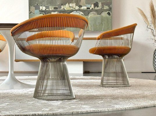 Nickel Plated Armchairs By Warren Platner For Knoll Inc / Knoll International With Hallingdal Upholstery From Kvadrat, 1960s, Set Of 6 photo 19800.0