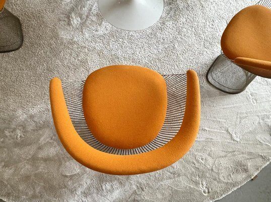 photo vinterior Nickel Plated Armchairs By Warren Platner For Knoll Inc / Knoll International With Hallingdal Upholstery From Kvadrat, 1960s, Set Of 6