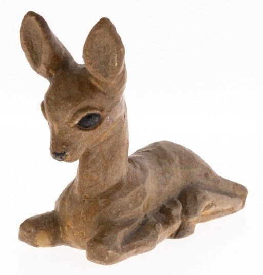 Art Deco British Studio Pottery Ceramic Hand Painted Recumbent Deer Sculpture