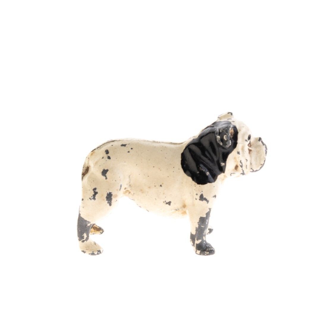 Antique Cold Painted Lead Bulldog Figurine Early 20th Century photo furniture