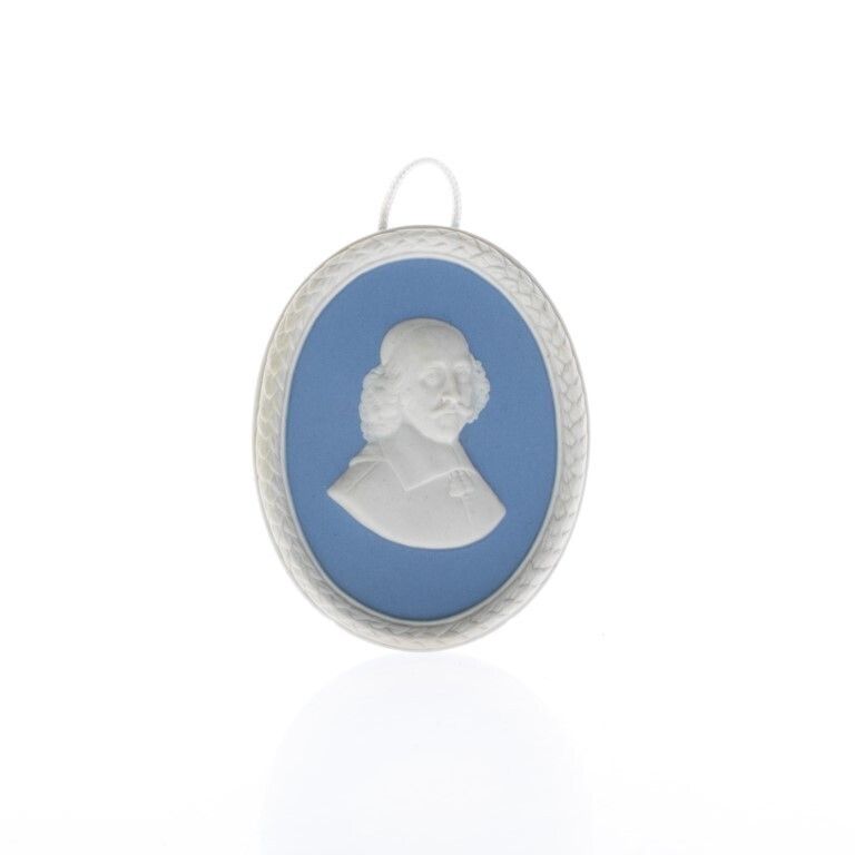 Wedgwood Blue Jasperware Ceramic Porcelain Cardinal Mazarin Portrait Medallion Laurel Leaf Plaque Limited To 200