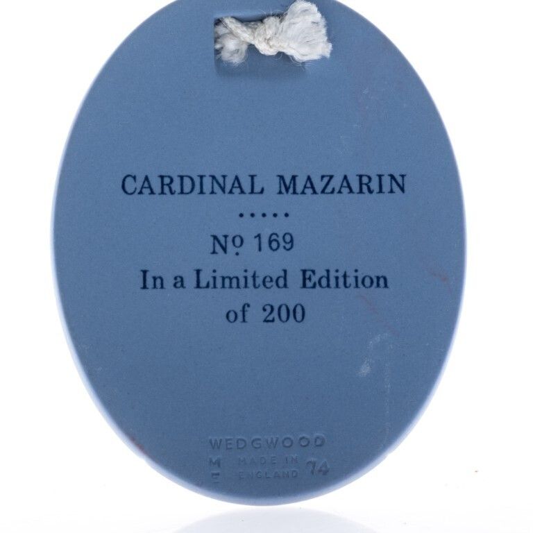 Wedgwood Blue Jasperware Ceramic Porcelain Cardinal Mazarin Portrait Medallion Laurel Leaf Plaque Limited To 200 photo Art