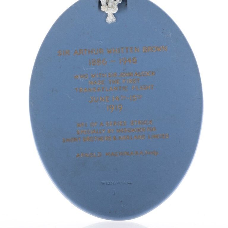 Wedgwood Blue Jasperware Ceramic Porcelain Sir Arthur Whitten Brown Portrait Medallion Plaque photo 85.0