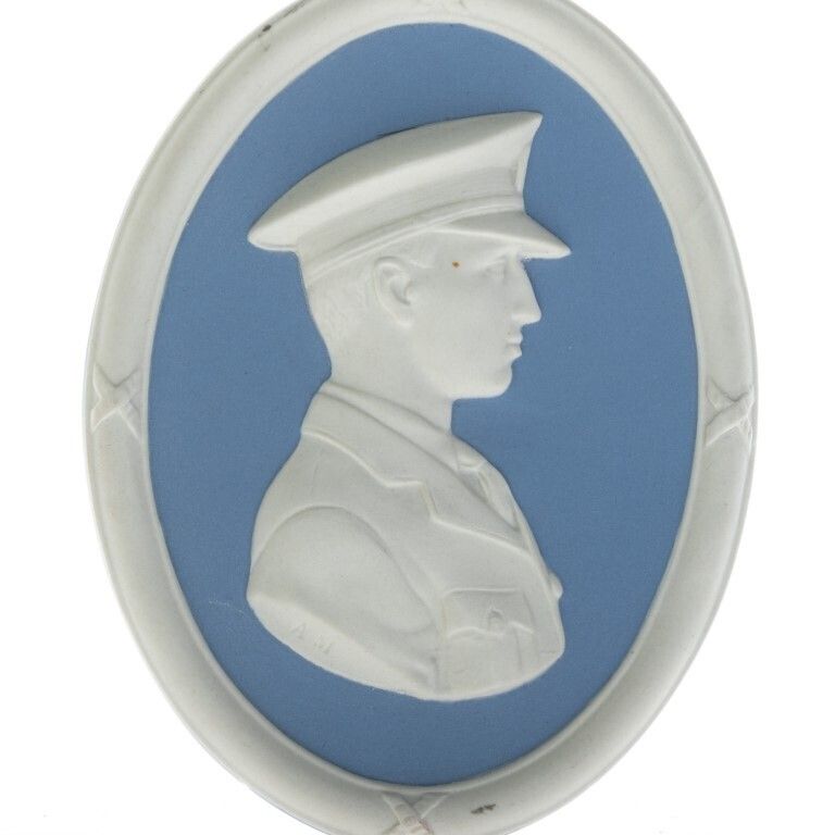 Wedgwood Blue Jasperware Ceramic Porcelain Sir John William Alcock Portrait Medallion Plaque photo furniture