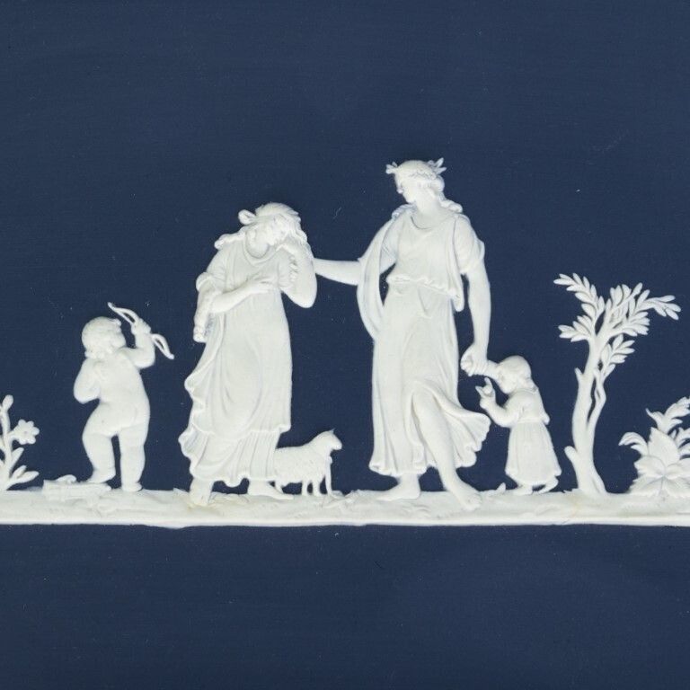 Wedgwood Portland Blue Ceramic Porcelain Neoclassical Bas Relief Cameo Tray photo furniture