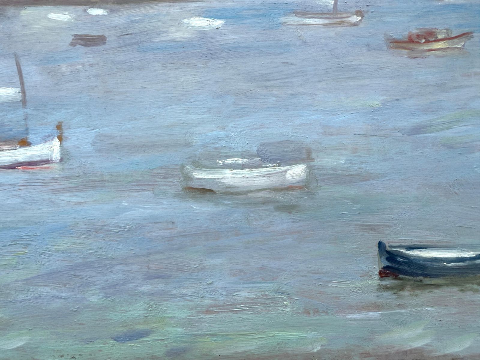 Ramon Pichot I Soler Cadaqués From The Bay Oil On Board Painting Spanish Mediterranean Seascape C.1980 photo vinterior