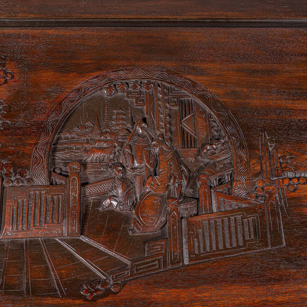 photo for sale Large Vintage Carved Chest, Hong Kong, Camphorwood, Storage Trunk, Mid Century