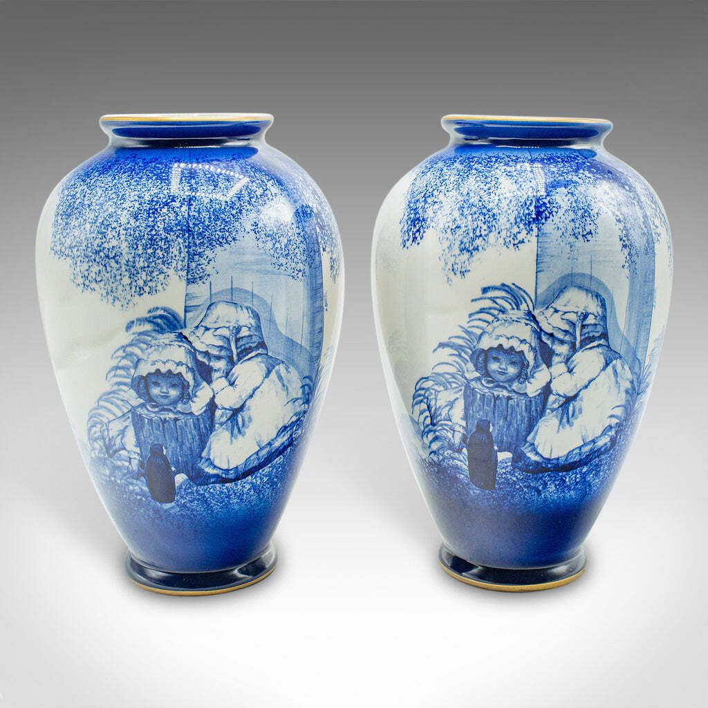 Pair Of Vintage Display Vases, English, Ceramic Flower Urn, Potteries, C.1970 photo furniture