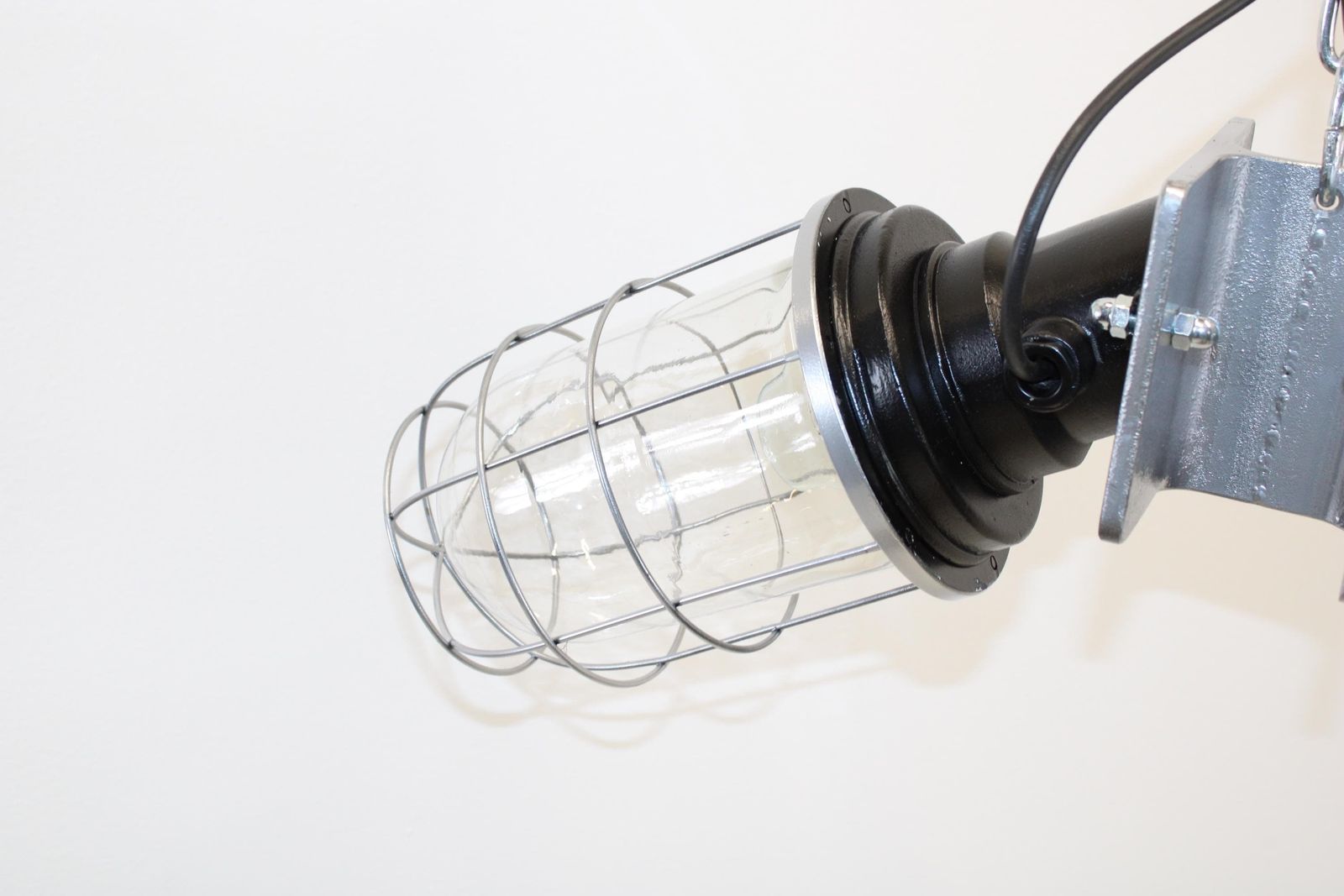 Rustic Industrial Pendant Lamp / Industrial Lamp / Black Iron Light Fixture / Retro Ceiling Light / Mcm Lamp 60s / Factory Lamp photo for sale