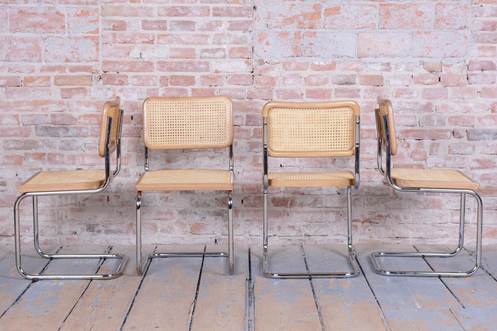 Furniture Pair Of Restored Bauhaus Cesca Chairs, By M. Breuer, Chrome, Beech, Italy, 1980s photo