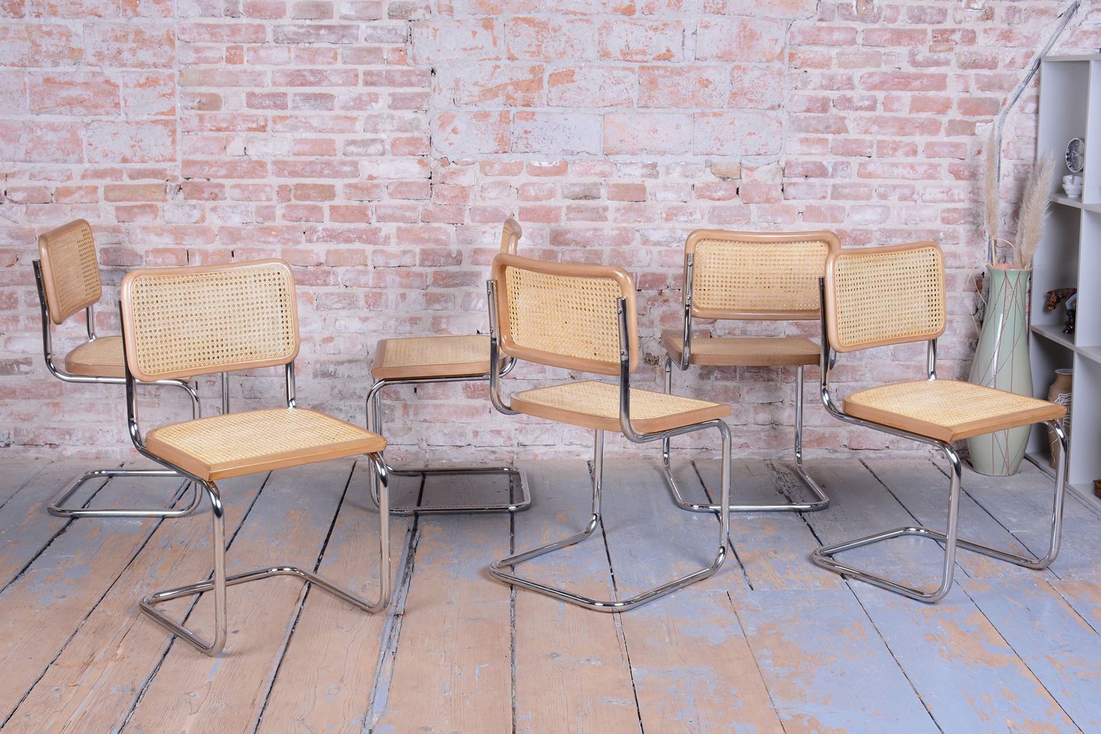 photo buy Pair Of Restored Bauhaus Cesca Chairs, By M. Breuer, Chrome, Beech, Italy, 1980s
