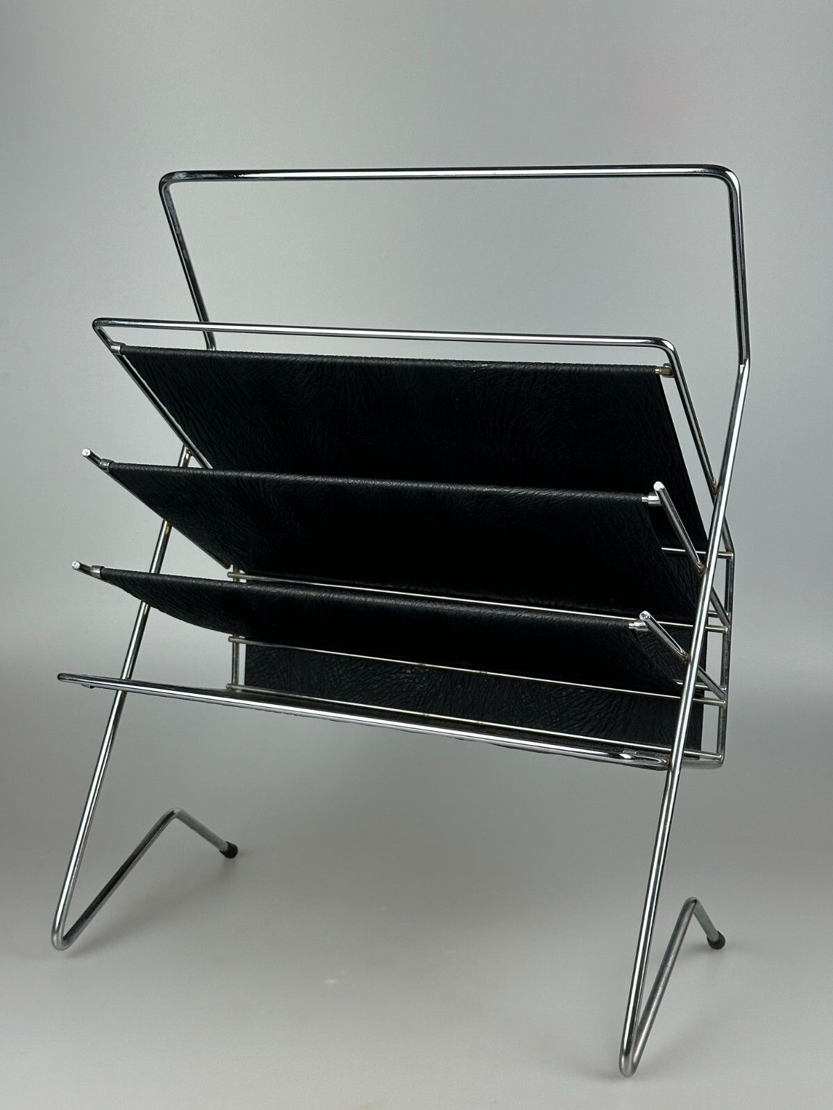 60s 70s Newspaper Holder Magazine Rack Metal Plastic Space Age photo furniture