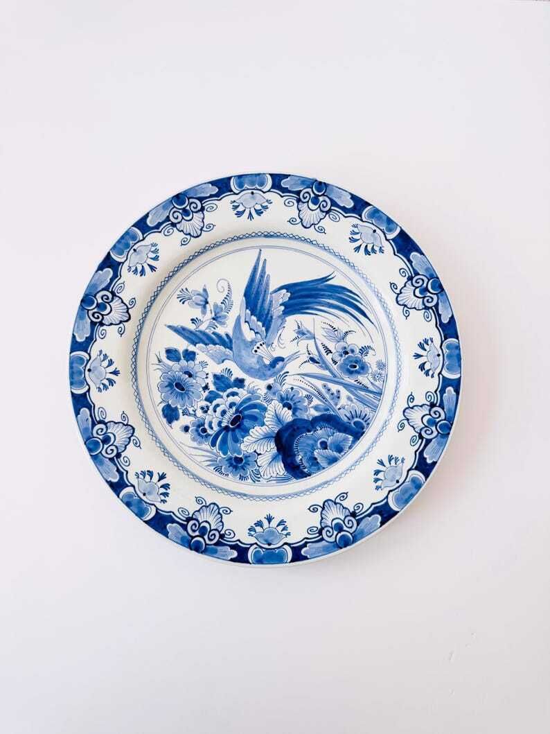 Delft Bird Of Paradise Charger Plate, Wall Plate