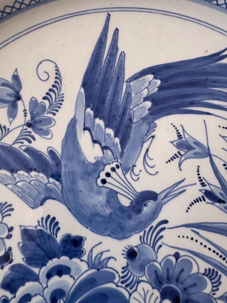 Delft Bird Of Paradise Charger Plate, Wall Plate photo for sale