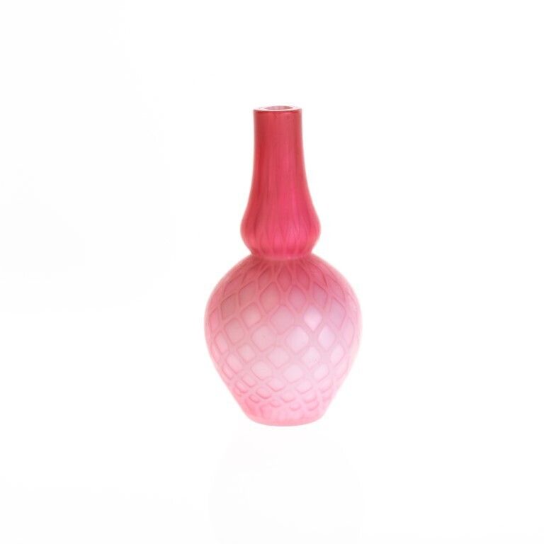 Antique Victorian Diamond Quilted Satin Glass Double Gourd Vase By Mt. Washington 19th Century photo furniture