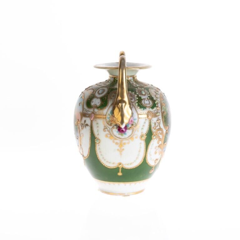 Antique Art Nouveau Noritake Gilt Japanese Hand Enameled Porcelain Vase photo furniture