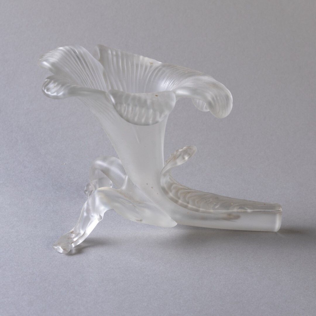 Antique Art Nouveau Footed Floral Glass Trumpet Spill Vase