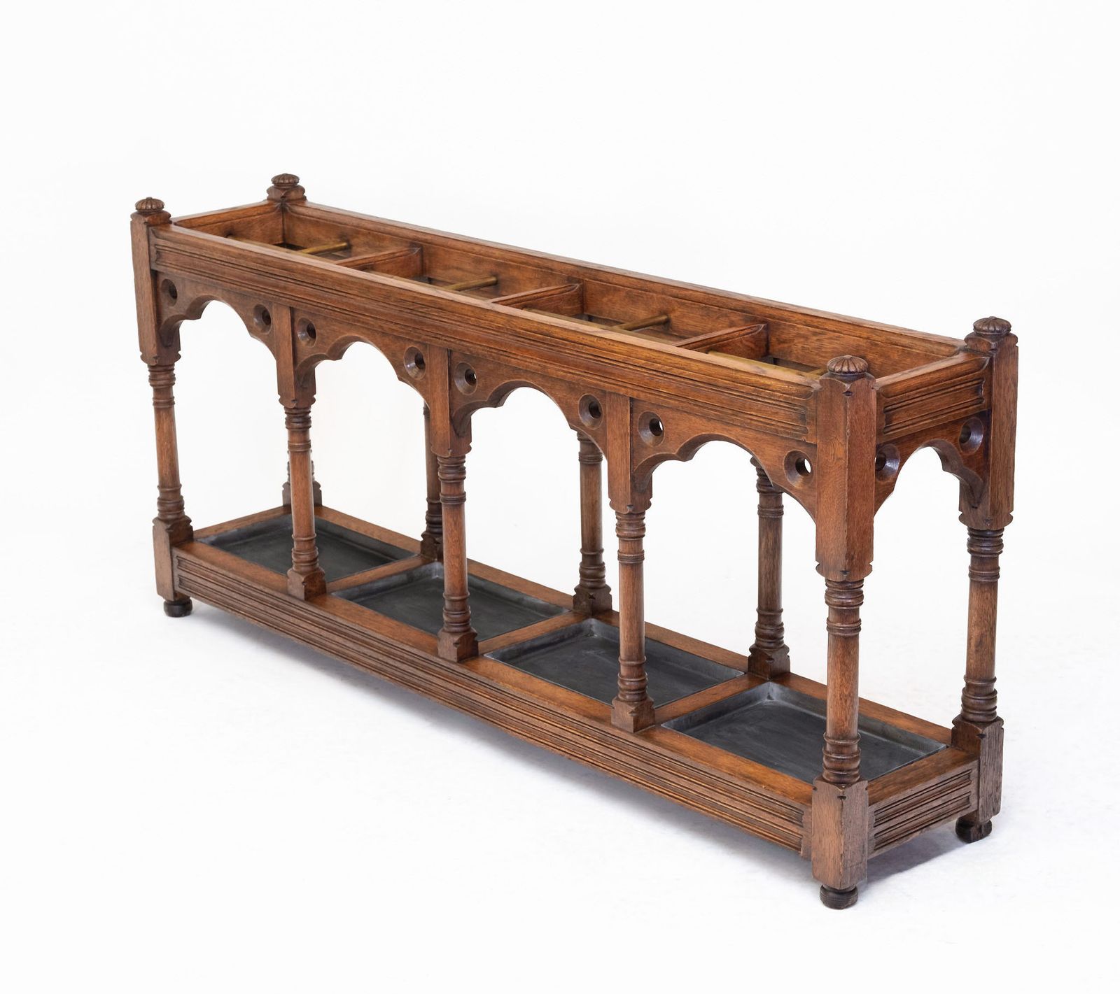 photo for sale Impressive Victorian Gothic Revival Country House Oak Umbrella Stick Stand