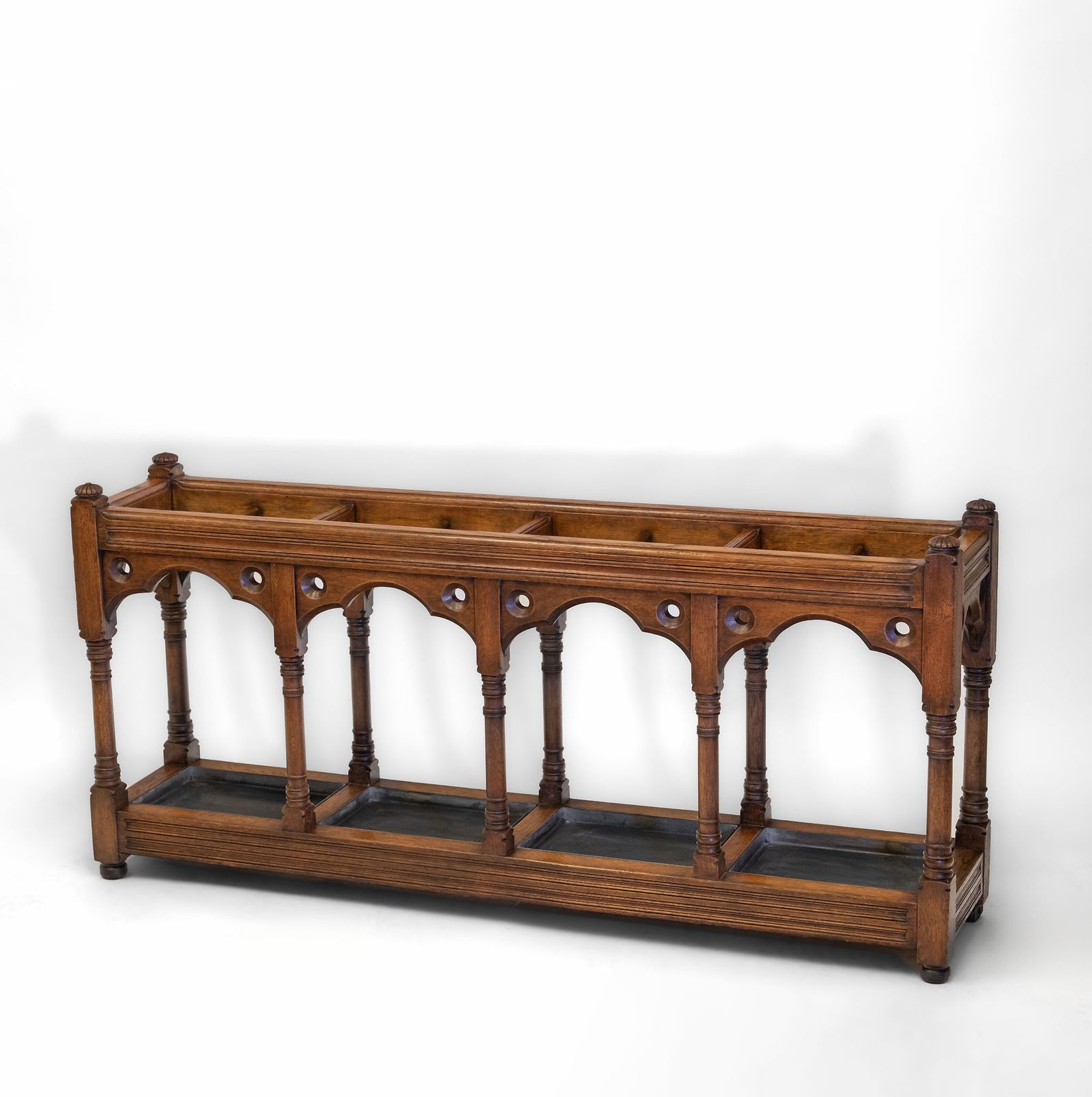 Impressive Victorian Gothic Revival Country House Oak Umbrella Stick Stand photo furniture