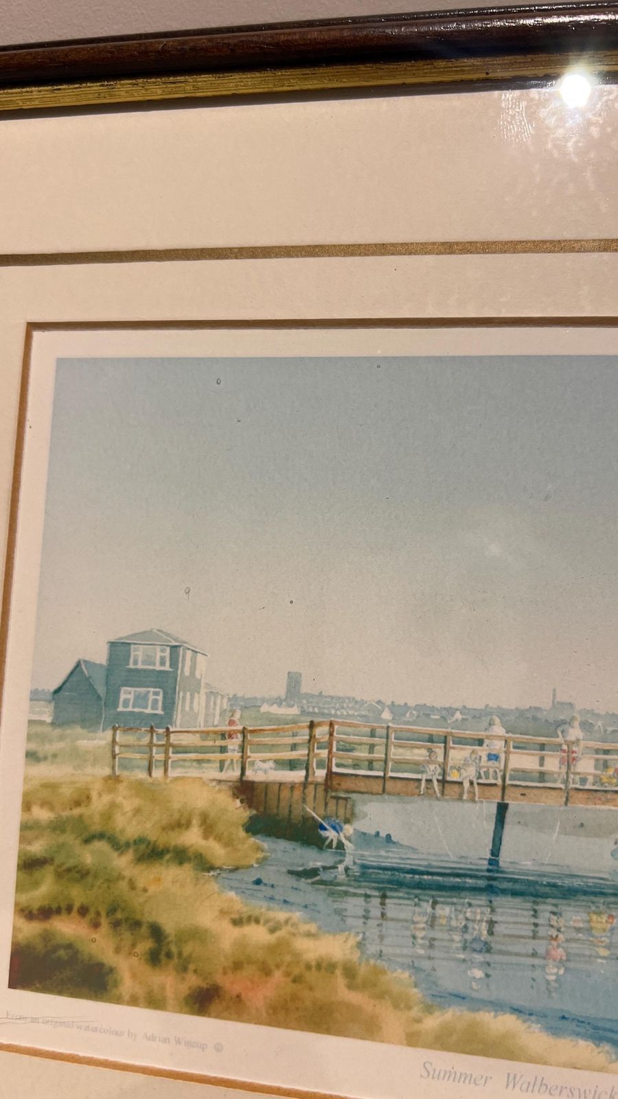 Signed Print “Summer Walberswick” By Adrian Wincup – Coastal Watercolour Scene photo vintage