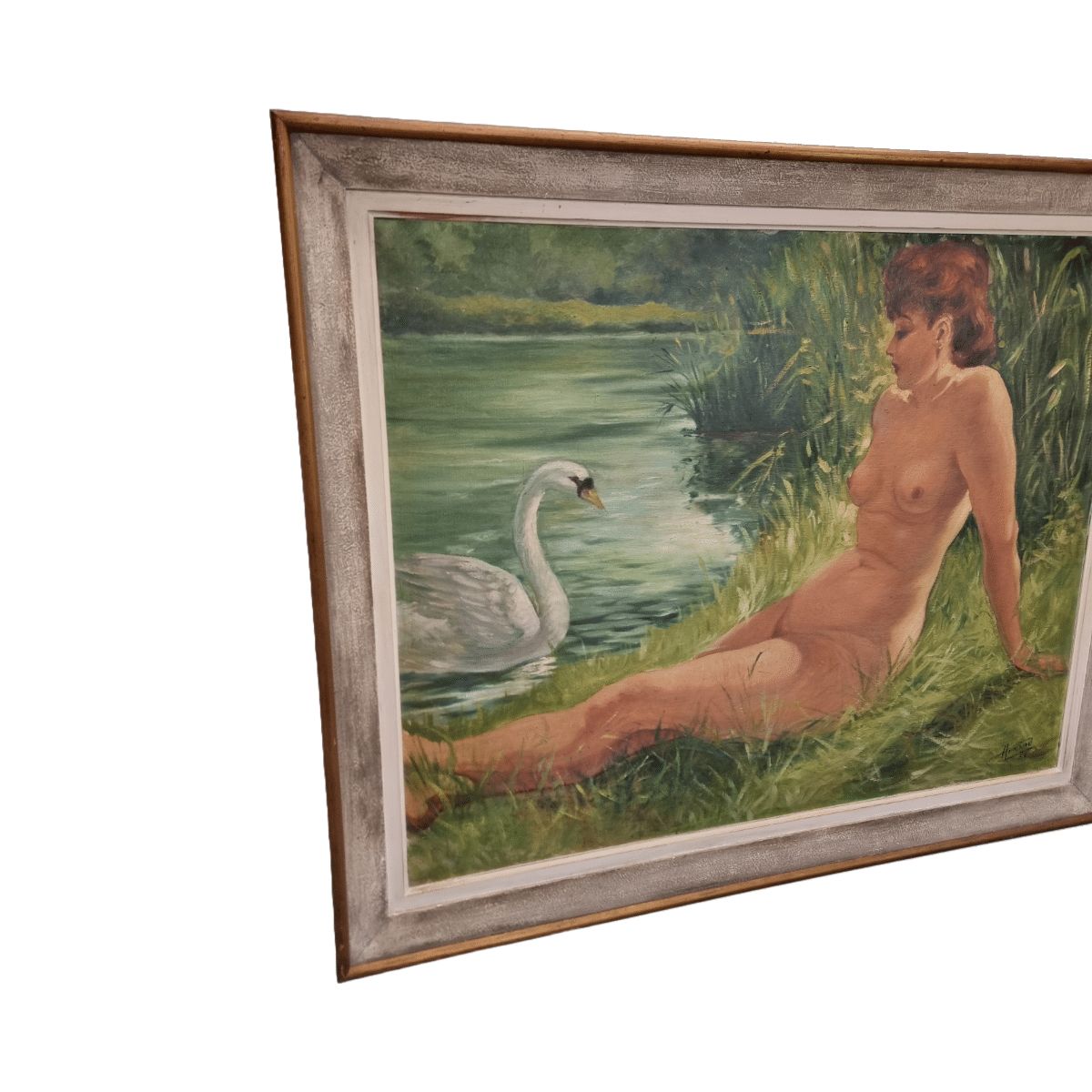 Vintage Painting Of Lena And The Swan 1956 photo Art