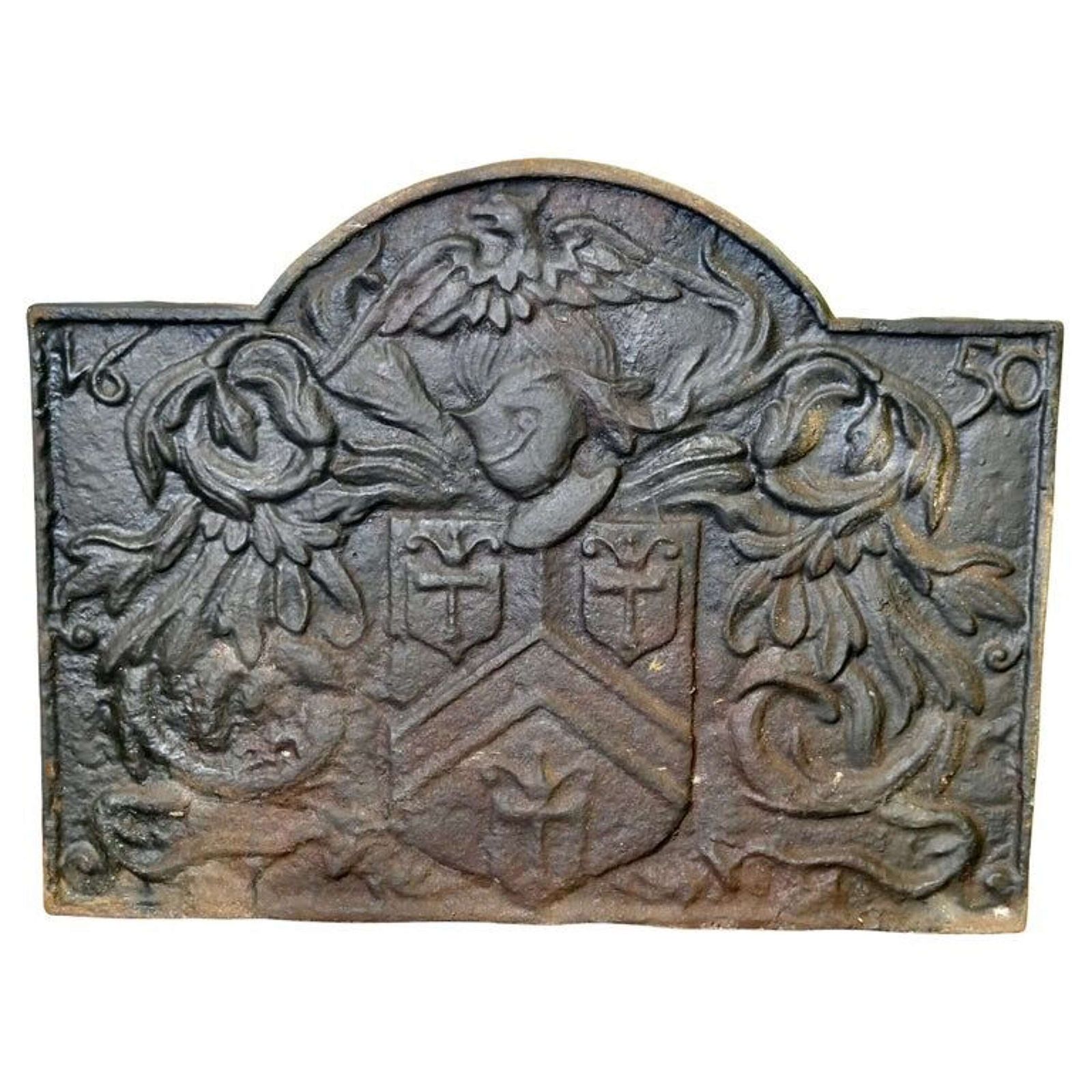 French Arch Top Fire Back. Armour And Eagle