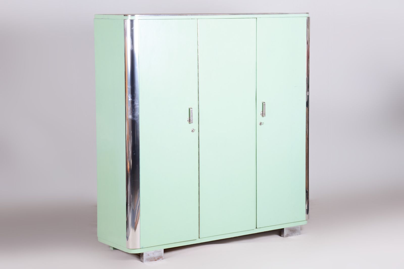 Restored Bauhaus Wardrobe, By Vichr A Spol., Original Paint, Czech, 1930s